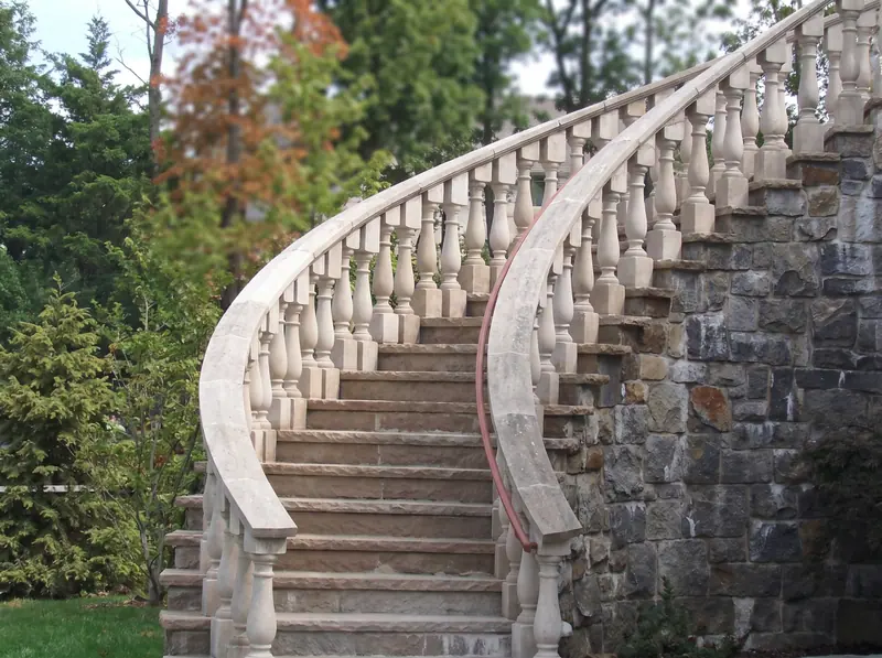 Custom-cut Indiana limestone balustrade at a private residence
